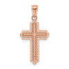14k Rose Gold and White Rhodium Diamond-cut Cross Pendant