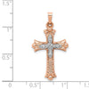 14k Two-tone 1/20 carat Diamond Cross Pendant