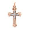 14k Two-tone 1/20 carat Diamond Cross Pendant