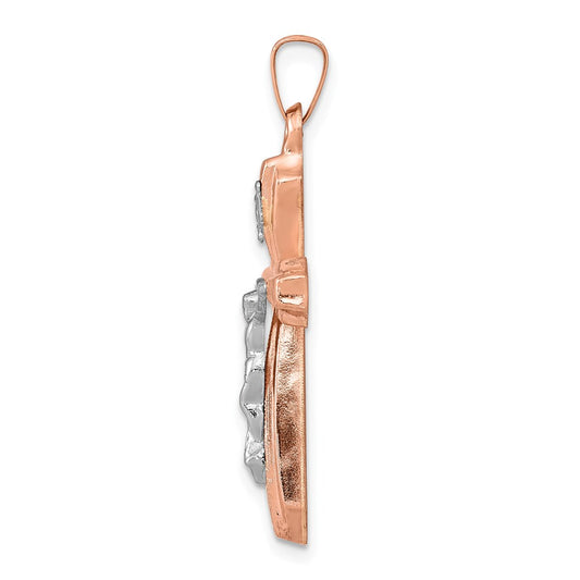 14k Two-tone Hollow Crucifix Pendant