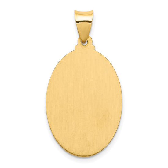 14k Polished and Satin Hollow Sacred Heart of Jesus Medal Oval Pendant