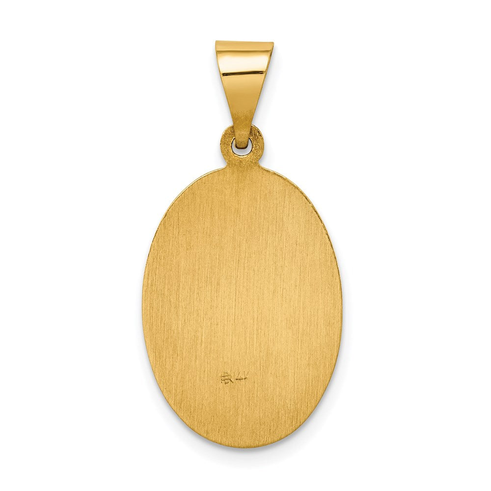 14k Polished and Satin Hollow Our Lady of Guadalupe Medal Oval Pendant