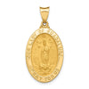 14k Polished and Satin Hollow Our Lady of Guadalupe Medal Oval Pendant