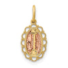 14k Two-tone Small Our Lady of Guadalupe Scalloped Edge Oval Pendant
