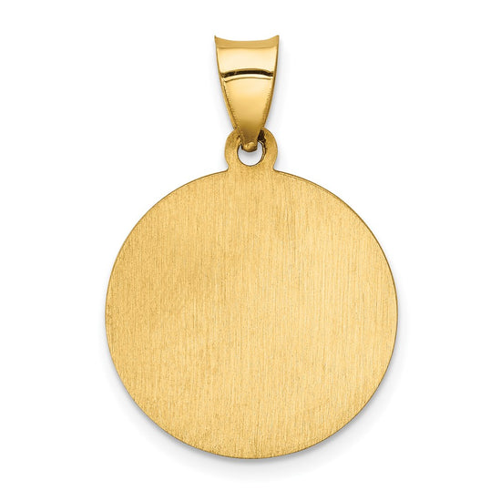 14k Polished and Satin Hollow Our Lady of Sorrows Medal Round Pendant