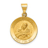 14k Polished and Satin Hollow Sacred Heart of Mary Medal Round Pendant