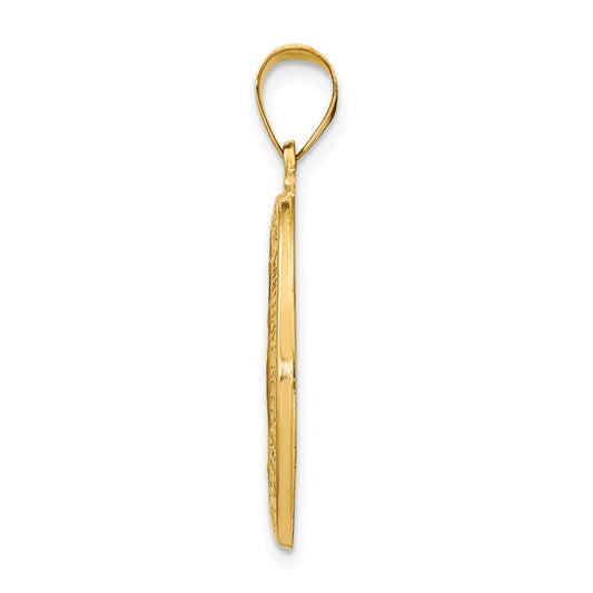 14k Polished and Satin Hollow Miraculous Medal Oval Pendant