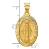 14k Polished and Satin Hollow Miraculous Medal Oval Pendant