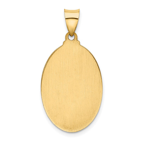 14k Polished and Satin Hollow St Christopher Medal Oval Pendant