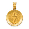 14k Polished and Satin Hollow St Florian Medal Round Pendant