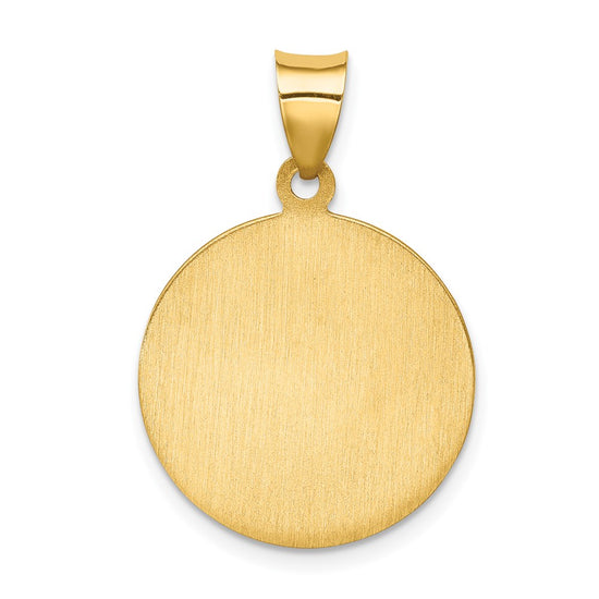 14k Polished and Satin Hollow St Francis of Assisi Medal Round Pendant
