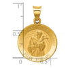 14k Polished and Satin Hollow St Francis of Assisi Medal Round Pendant
