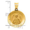 14k Polished and Satin Hollow St Gabriel Medal Round Pendant