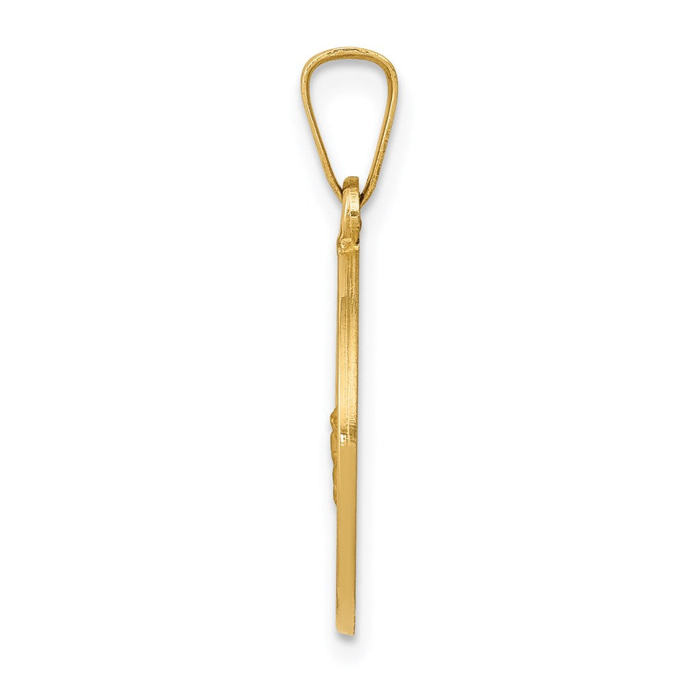 14k Polished and Satin Hollow Saint George Medal Round Pendant