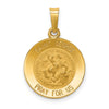 14k Polished and Satin Hollow Saint George Medal Round Pendant