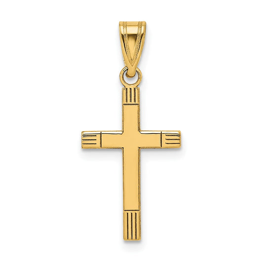 14k Laser Etched Cross Pendant