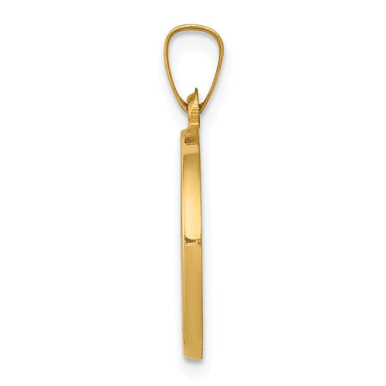 14k Polished and Satin Hollow St John the Baptist Medal Round Pendant