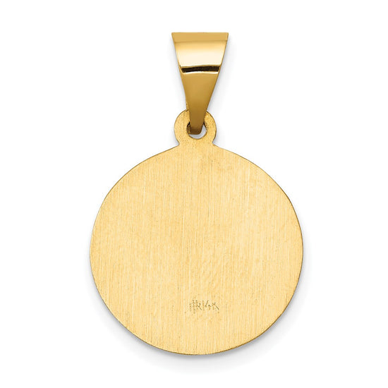 14k Polished and Satin Hollow St John the Baptist Medal Round Pendant