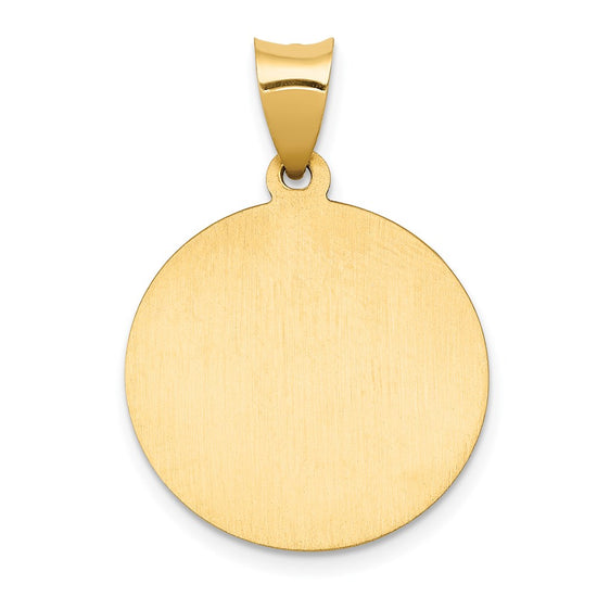 14k Polished and Satin Hollow St John the Baptist Medal Round Pendant
