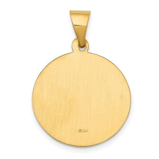 14k Polished and Satin Hollow St John the Baptist Medal Round Pendant