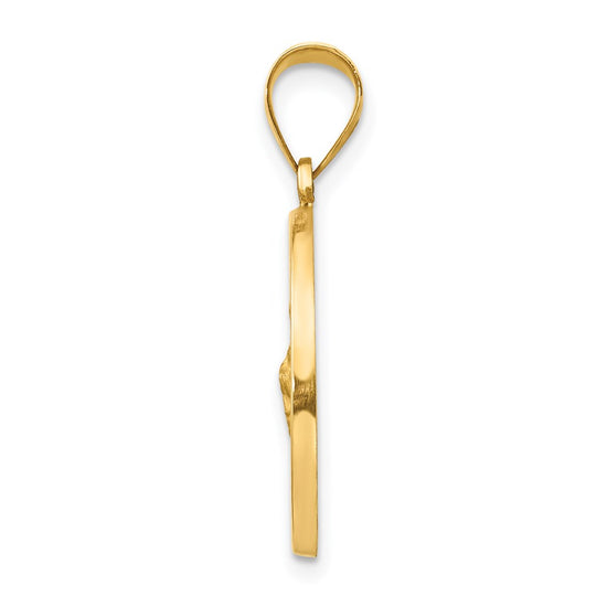 14k Polished and Satin Hollow St Jude Thaddeus Medal Round Pendant