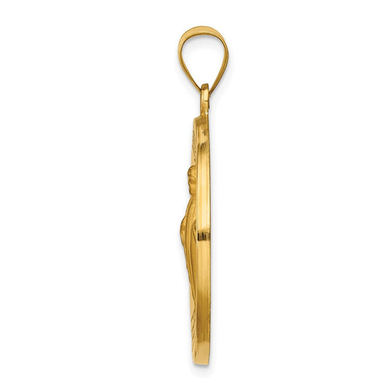 14k Polished and Satin Large Hollow St. Jude Thaddeus Medal Round Pendant