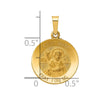 14k Polished and Satin Hollow St Mark Medal Round Pendant