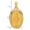 14k Polished and Satin Hollow Miraculous Medal Oval Pendant