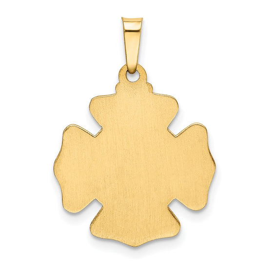 14k Polished and Satin Hollow St Florian F.D. Badge Medal Pendant