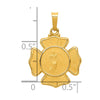 14k Polished and Satin Hollow St Florian F.D. Badge Medal Pendant