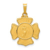 14k Polished and Satin Hollow St Florian F.D. Badge Medal Pendant