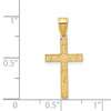 Gold Etched Floral Design Cross Pendant