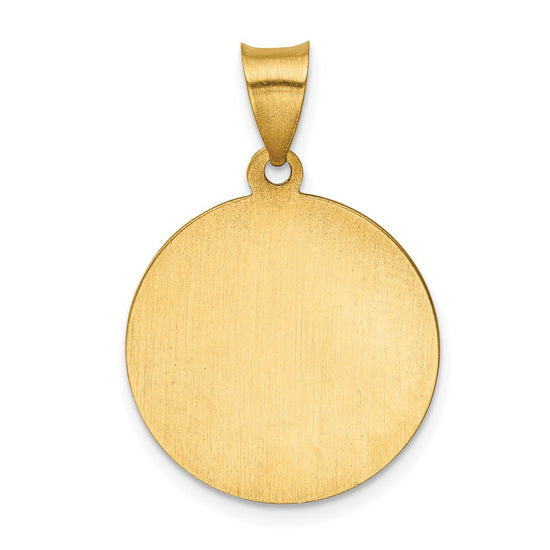 14k Polished and Satin Hollow St Peregrine Medal Round Pendant