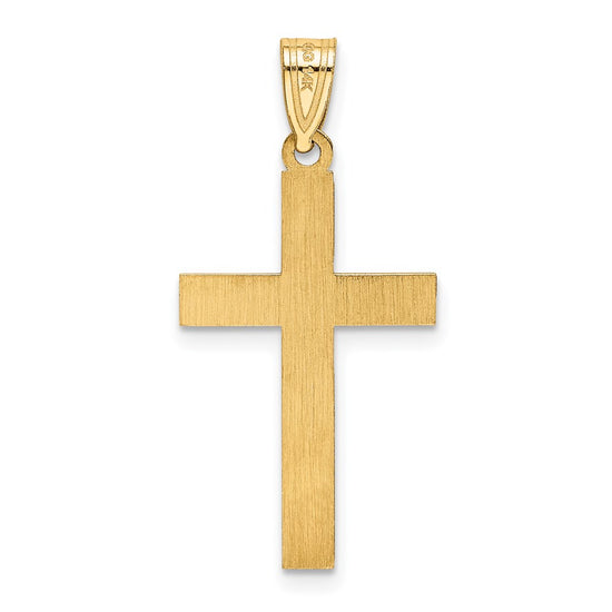 Gold Etched Floral Design Cross Pendant