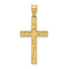 Gold Etched Floral Design Cross Pendant