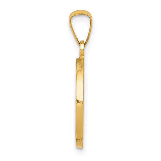 14k Polished and Satin Hollow FIRST HOLY COMMUNION Medal Round Pendant