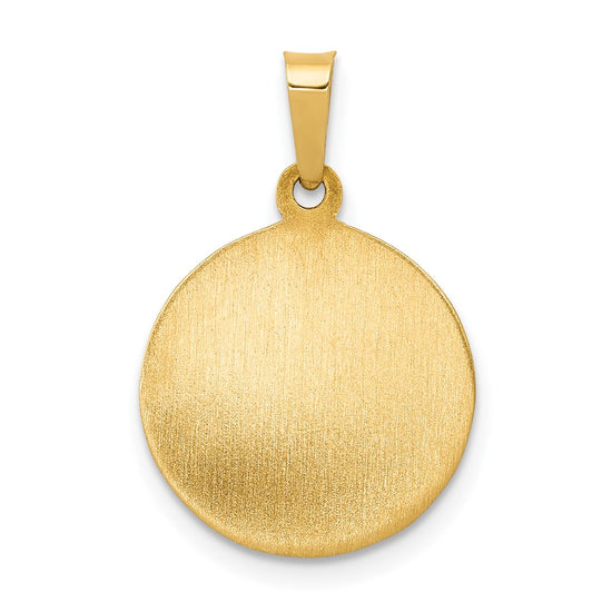 14k Polished and Satin Hollow FIRST HOLY COMMUNION Medal Round Pendant