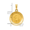 14k Polished and Satin Hollow FIRST HOLY COMMUNION Medal Round Pendant