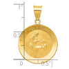 14k Polished and Satin Hollow FIRST HOLY COMMUNION Medal Round Pendant