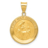 14k Polished and Satin Hollow FIRST HOLY COMMUNION Medal Round Pendant