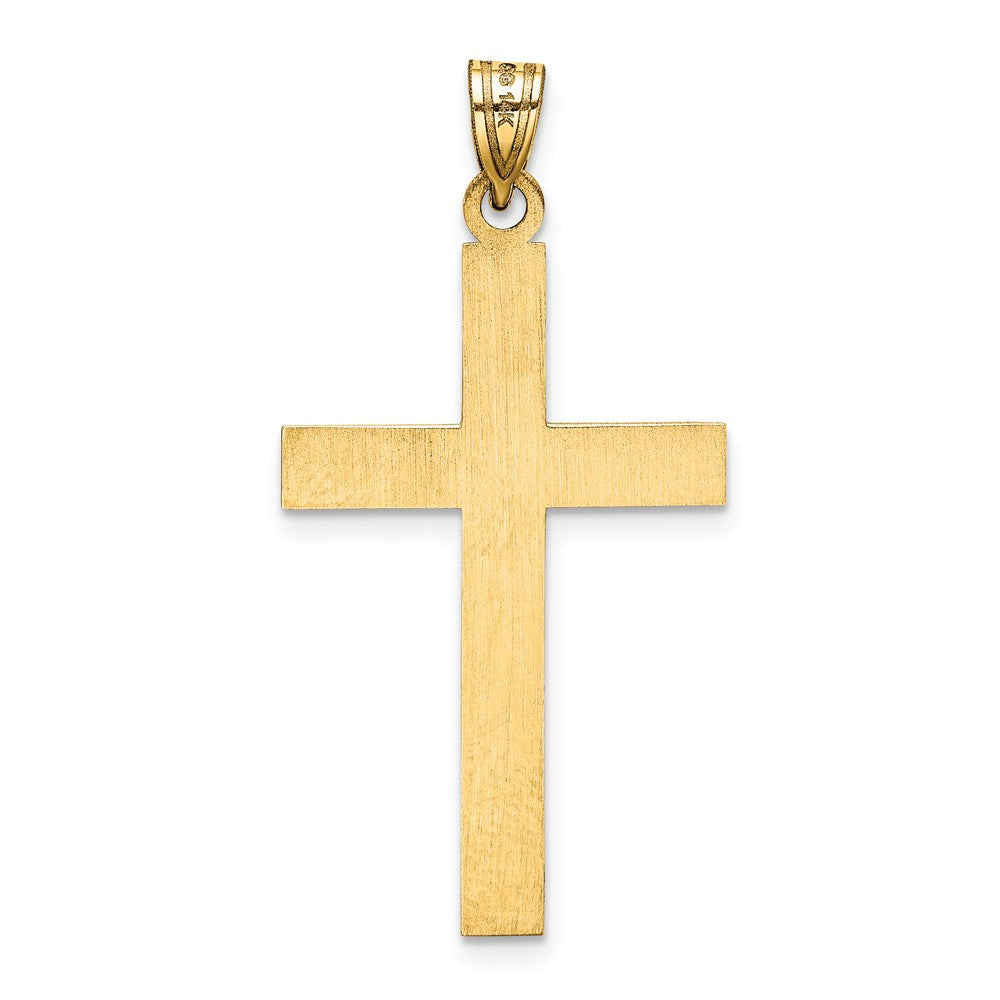 Gold Etched Floral Design Cross Pendant