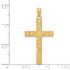 Gold Etched Floral Design Cross Pendant