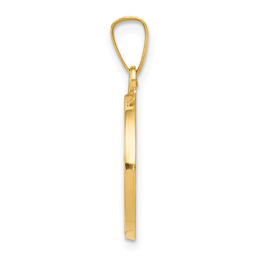 14k Polished and Satin Hollow CONFIRMATION Medal Round Pendant