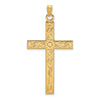 Gold Etched Floral Design Cross Pendant