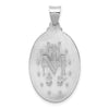 14k White Gold Polished and Satin Hollow Miraculous Medal Oval Pendant