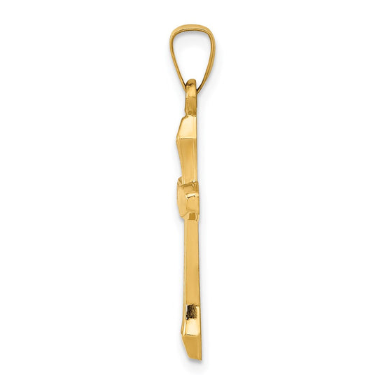 14k Textured and Polished Latin Cross Pendant