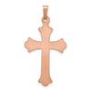 14K Rose Gold and White Rhodium Fleur de Lis Cross Pendant