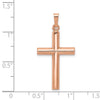 14K Rose Gold Brushed and Polished Hollow Cross Pendant