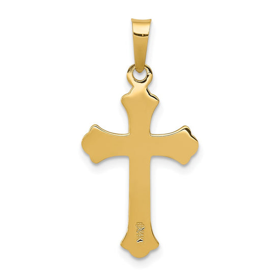 14k Polished Fleur de lis Cross Pendant
