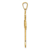 14k Textured and Polished Fleur de lis Cross Pendant